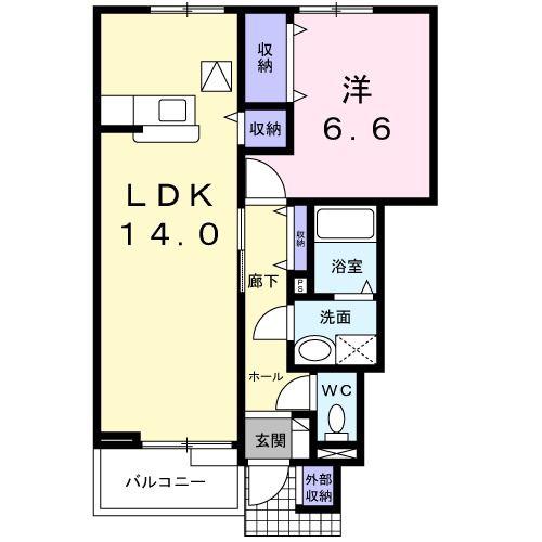 ロジュマンリーヴ III(1LDK/1階)の間取り写真