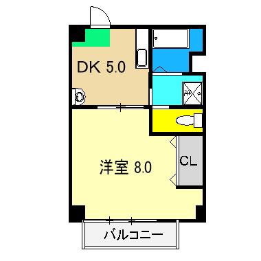 マルイマンション(1DK/4階)の間取り写真
