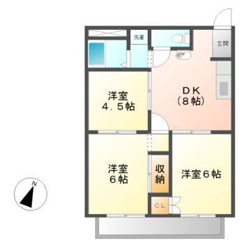 メゾンボヌール(3DK/2階)の間取り写真