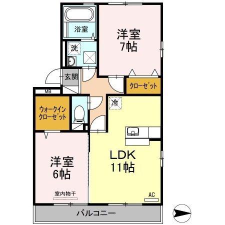 Y.サイレント ヴィラージュ(2LDK/3階)の間取り写真