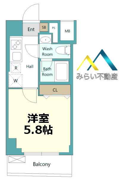 SHOKEN RESIDENCE横浜戸部III(1K/4階)の間取り写真