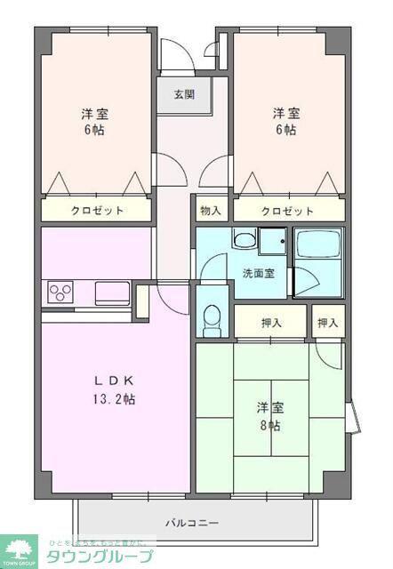 サンクレール(3LDK/4階)の間取り写真