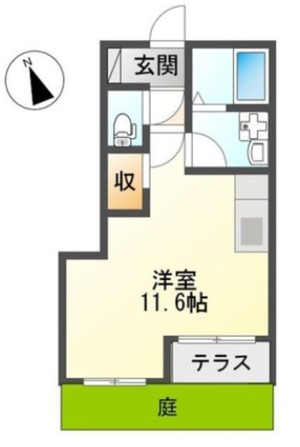 ダブルクインテット(ワンルーム/1階)の間取り写真