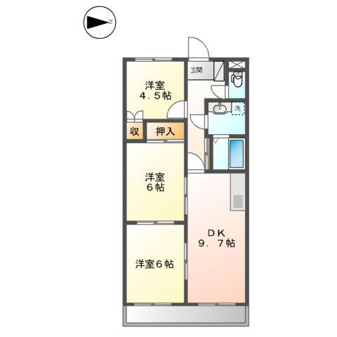 ハイムリトルオアシス(3DK/2階)の間取り写真