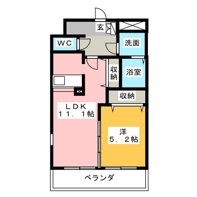 MSソレイユ(1LDK/2階)の間取り写真