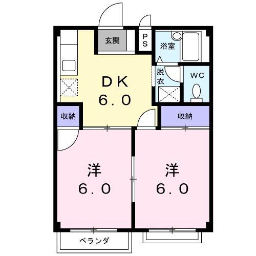 グリーンハイツ(2DK/1階)の間取り写真