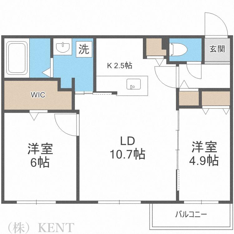 ブランシャールALAIN西町(2LDK/4階)の間取り写真
