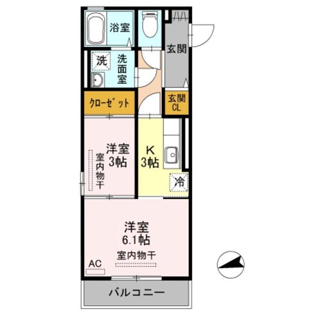 サンシャトー(2K/3階)の間取り写真