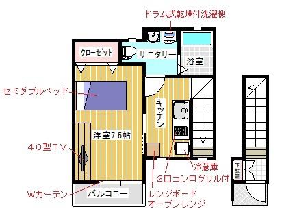 GARDENS(1K/2階)の間取り写真