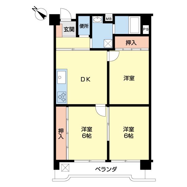 泉屋第2ビル(3DK/2階)の間取り写真