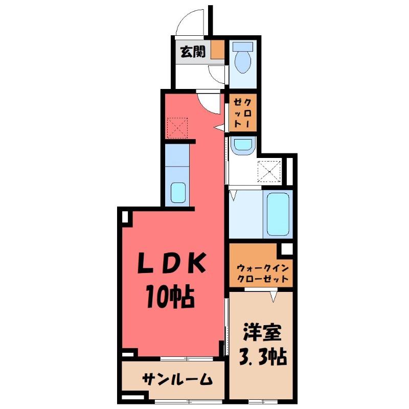 サングレイス(1LDK/1階)の間取り写真