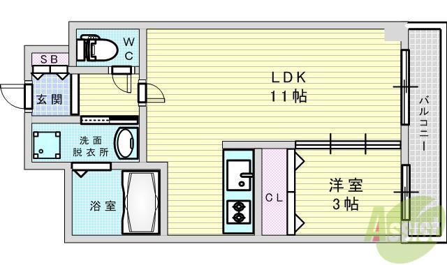 石塚ハイム(1LDK/1階)の間取り写真