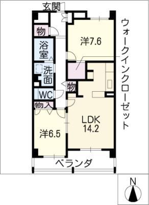 DUKE TAKAYAMA(2LDK/2階)の間取り写真