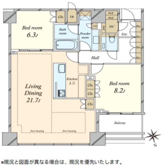 白金ザ・スカイ イースト(2LDK/41階)の間取り写真
