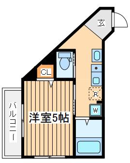 メルディア淵野辺4(1K/2階)の間取り写真