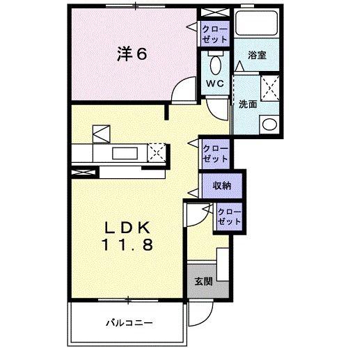 カーサ・ヴィオラA(1LDK/1階)の間取り写真