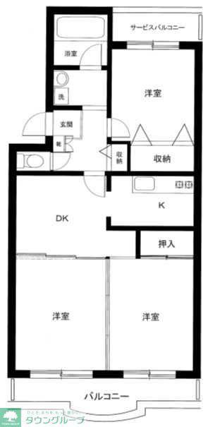 パールメゾン柏(3DK/2階)の間取り写真