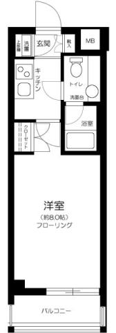 クロスベル森下(1K/5階)の間取り写真