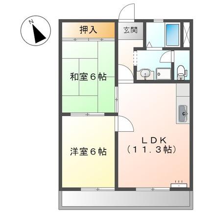 サンハイツ栄(2LDK/3階)の間取り写真