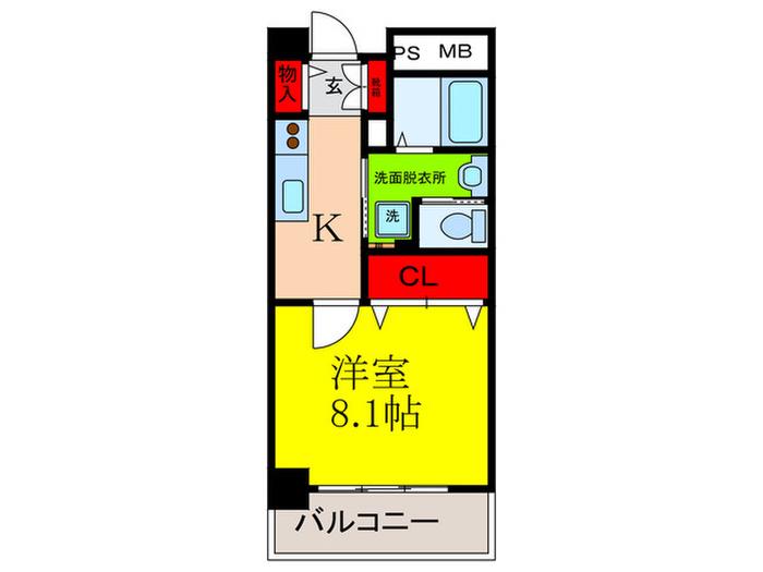 クレール南茨木(1K/4階)の間取り写真