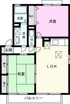 エクセルこだま(2LDK/1階)の間取り写真