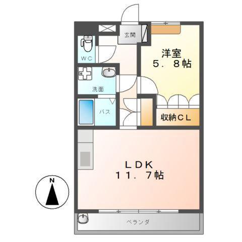 メゾン・ド・ネイジュII(1LDK/2階)の間取り写真