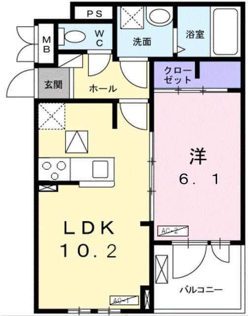 ブランキューブ(1LDK/1階)の間取り写真