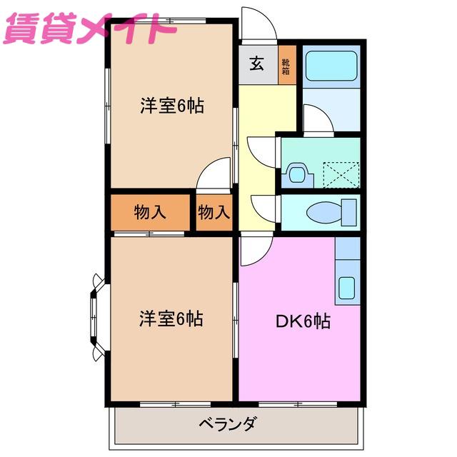 メゾンリビエル(2DK/3階)の間取り写真