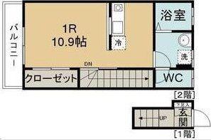 楽楽台原(ワンルーム/2階)の間取り写真