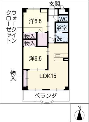 サンシャイングランデ(2LDK/4階)の間取り写真