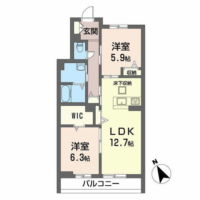 SKシャーメゾン大瀬(2LDK/1階)の間取り写真