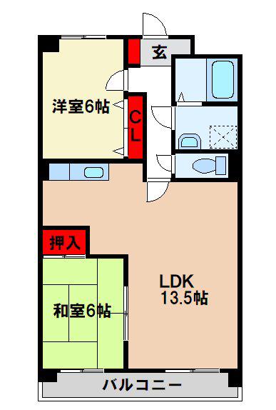 ピュア21(2LDK/6階)の間取り写真