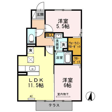 グラン3104A(2LDK/1階)の間取り写真