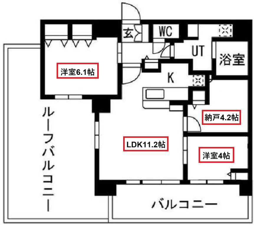 アーバンパーク御幣島(2SLDK/11階)の間取り写真