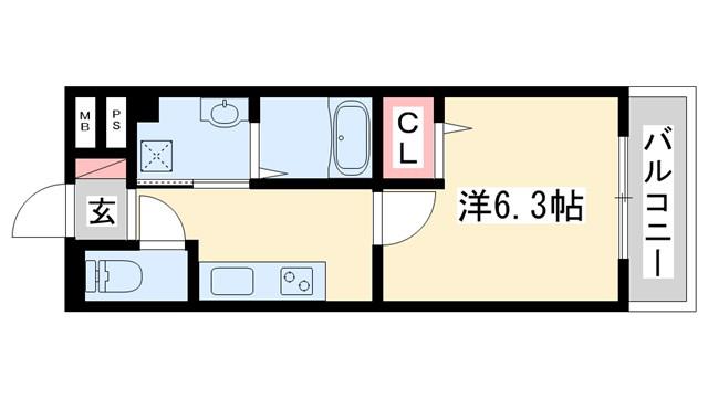 セジュール大村(1K/2階)の間取り写真