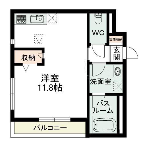 FOLON(ワンルーム/1階)の間取り写真
