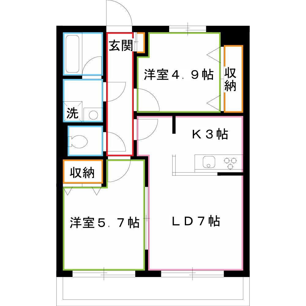 フィオーレスパッチオ(2LDK/2階)の間取り写真