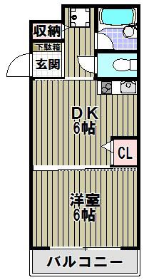 グローリオス堀上(1DK/3階)の間取り写真