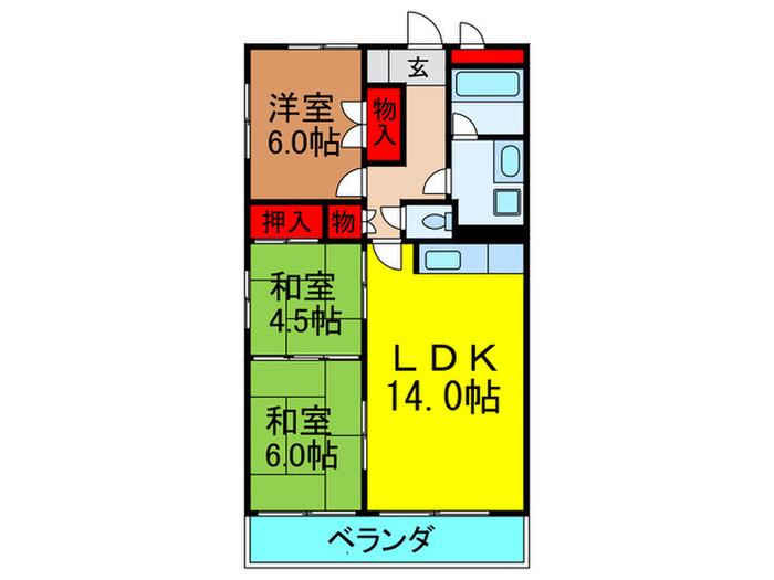 第二メゾン香里(3LDK/2階)の間取り写真