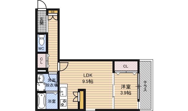 ALTAIR今福 (1LDK/1階)の間取り写真