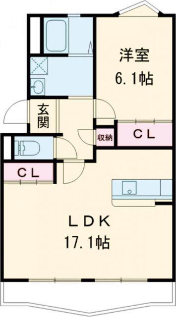 堂坂マンション(1LDK/2階)の間取り写真