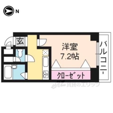 ラ・ビーム河原町(1K/7階)の間取り写真
