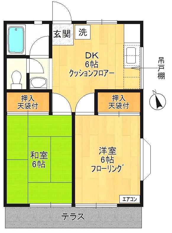 コーポサンライズ11(2DK/1階)の間取り写真