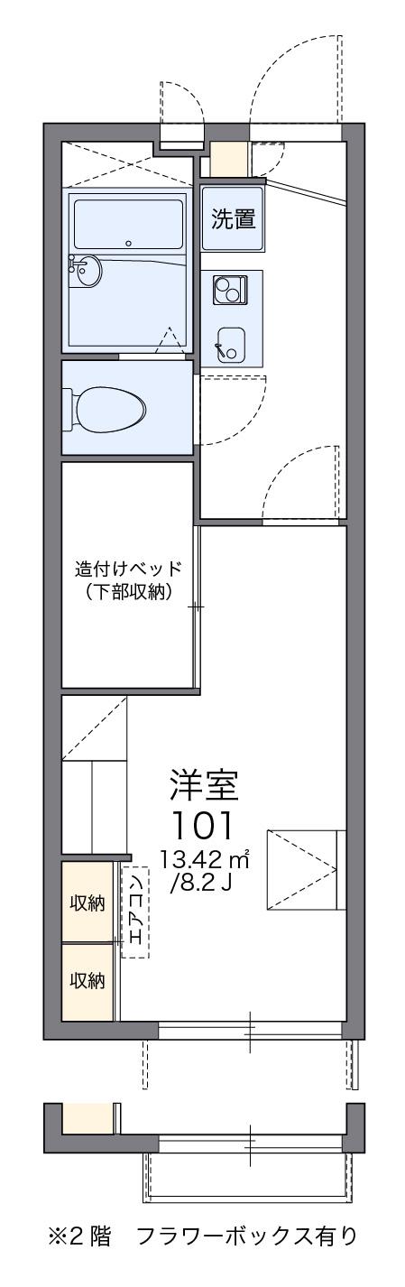 レオパレスMYK高砂(1K/2階)の間取り写真