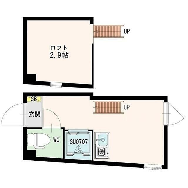 アジュール目黒(ワンルーム/2階)の間取り写真