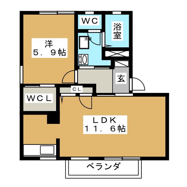 パルきたむらII A棟(1LDK/1階)の間取り写真