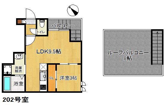 GRANDTIC AK 千早(1LDK/2階)の間取り写真