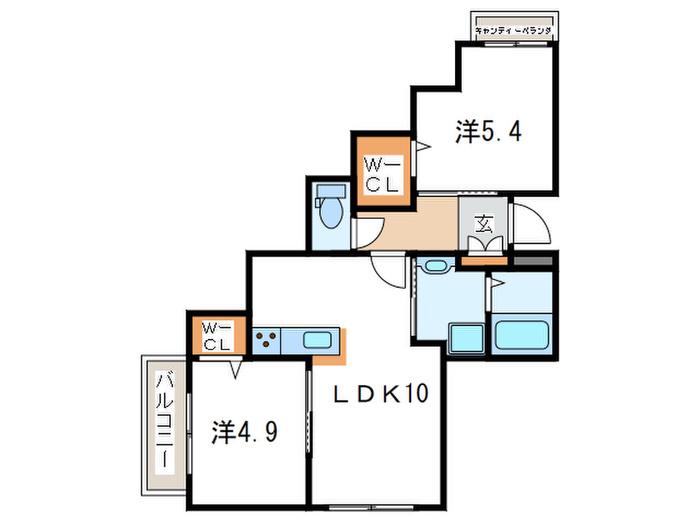 PEER荏田北(2LDK/2階)の間取り写真