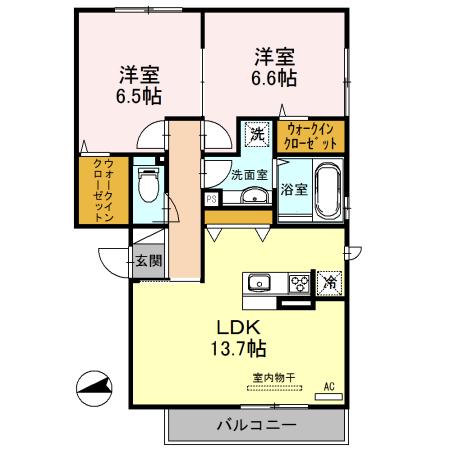 ソレーユ司(2LDK/2階)の間取り写真