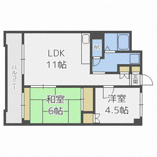 しんかわコーポ裏参道(2LDK/4階)の間取り写真